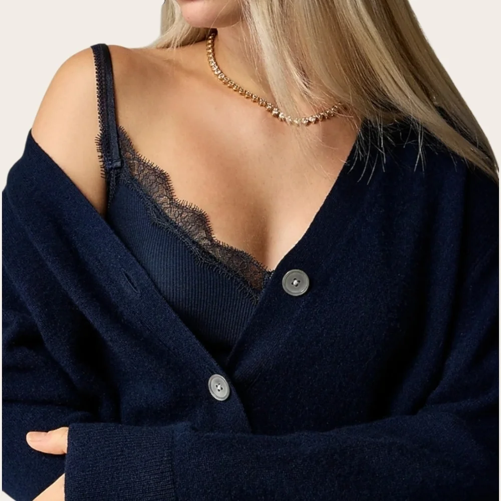 J. Crew 100% Cashmere Cardigan Navy Blue XXSmall